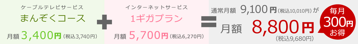 インターネットとのセット契約でお得なダブル割|まんぞくコース