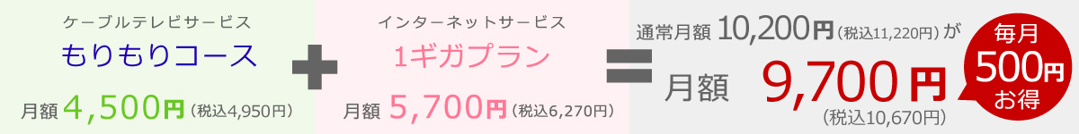 インターネットとのセット契約でお得なダブル割|もりもりコース