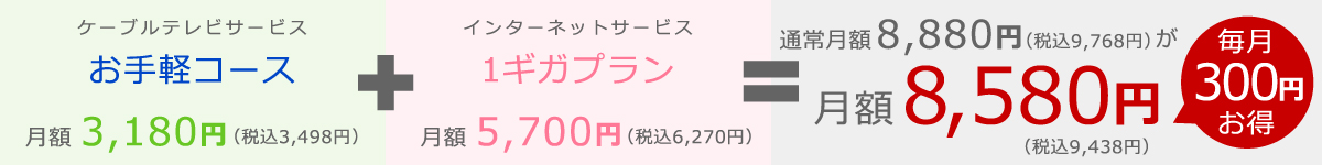 インターネットとのセット契約でお得なダブル割｜お手軽コース